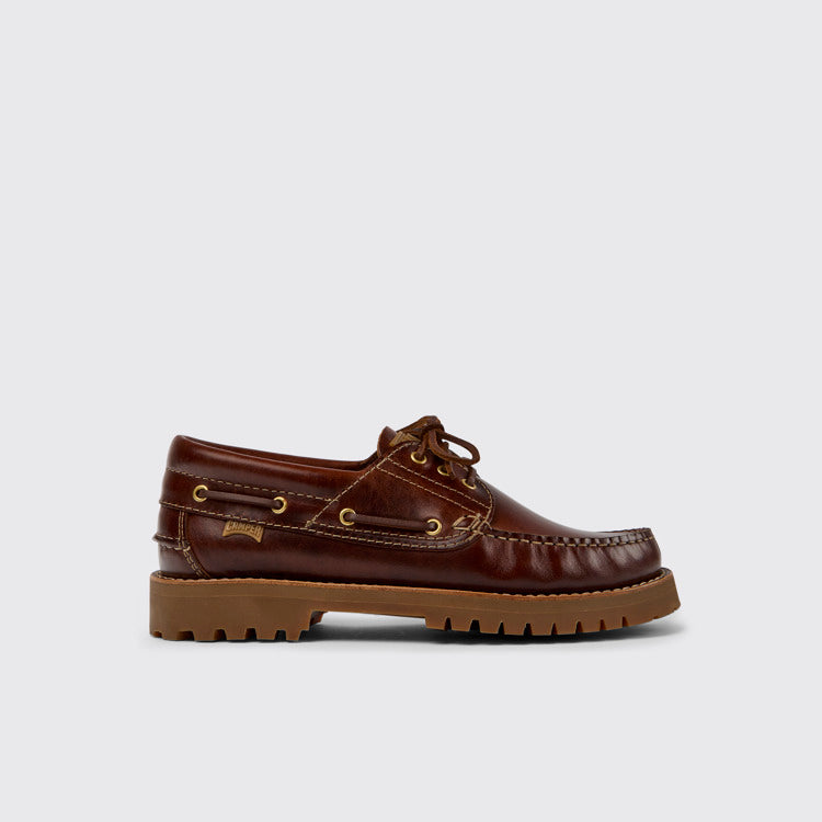 Side view of Nautico Brown Leather Nautical Shoes for Men.