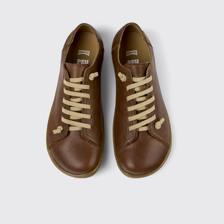 Overhead view of Peu Brown Leather Shoes for Men.
