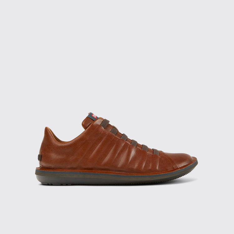 Side view of Beetle Brown Leather Shoes for Men.