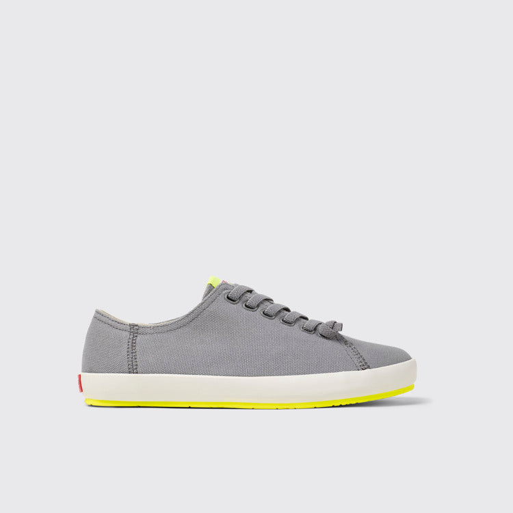 Side view of Peu Rambla Gray Recycled Cotton Sneakers for Men.