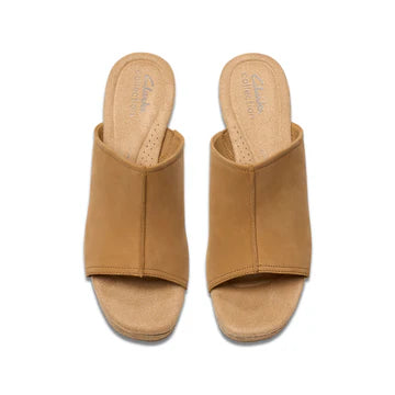Clarks Nerisa Vine Tan Nubuck Cork Wedge Sandals - Ultimate Comfort