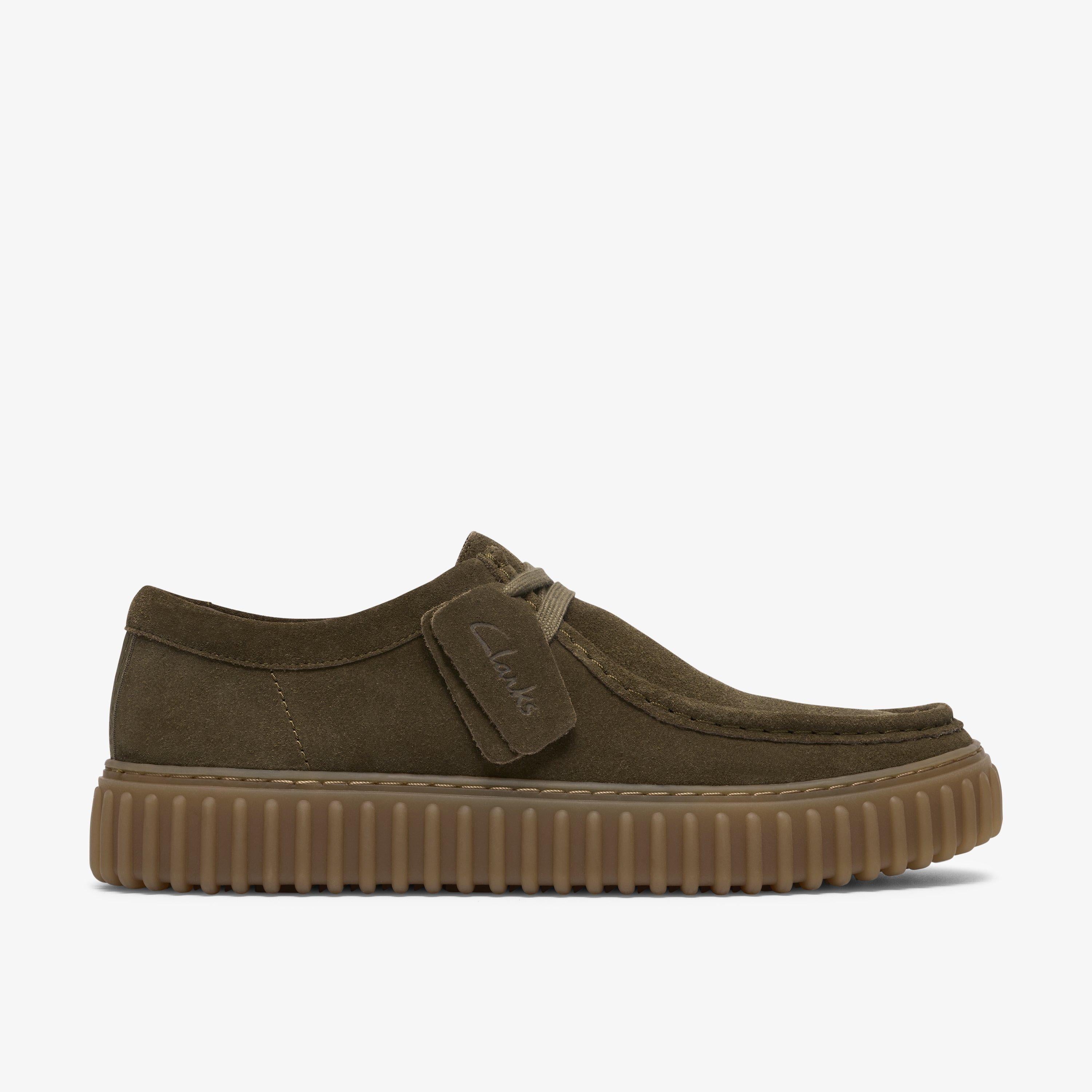 Clarks Torhill Lo Olive Suede Lace Up Casual Shoes