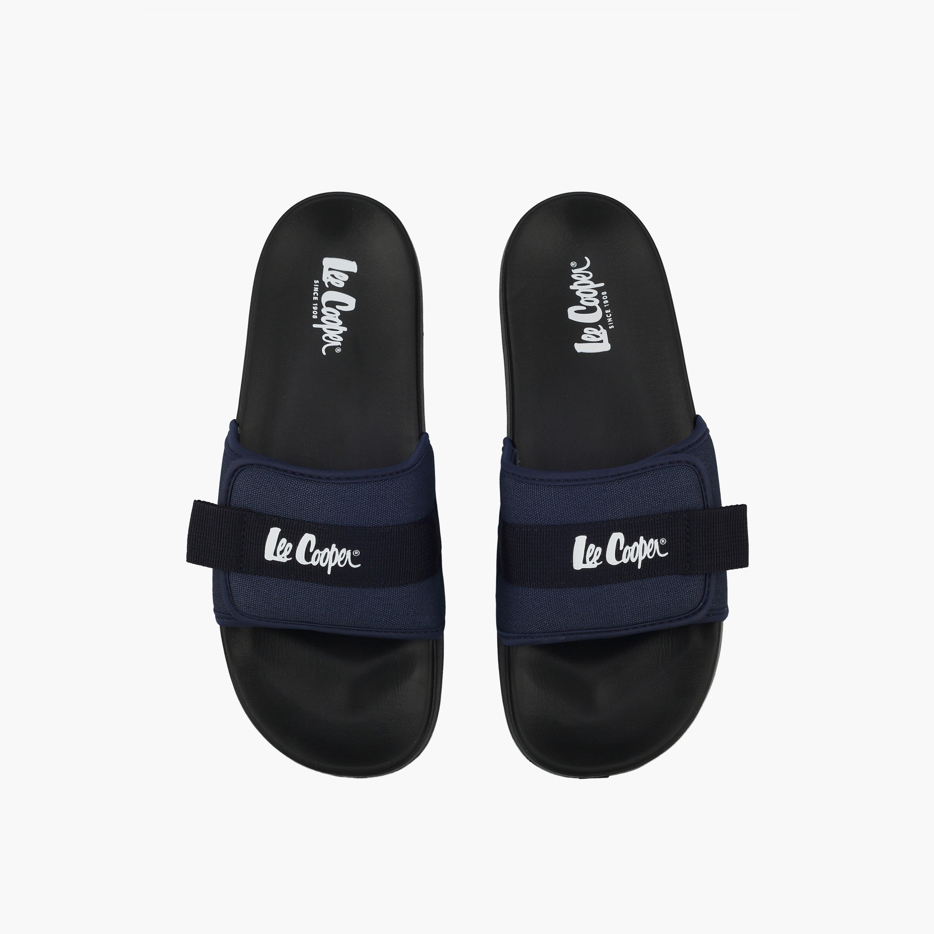 Lee Cooper Men Casual Logo Print Slides Blue