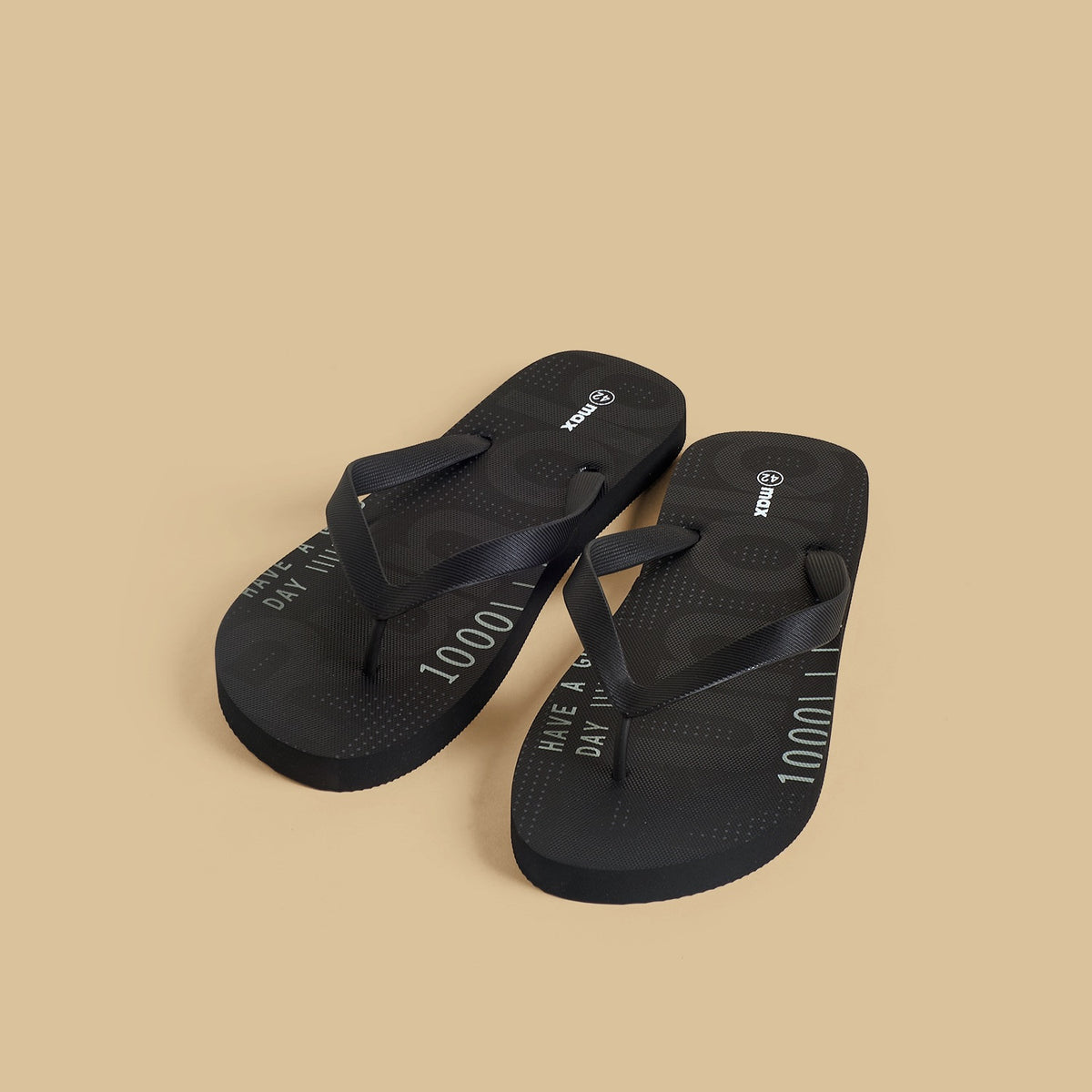 Max Slogan Print Flip Flops Black for Men - image 1