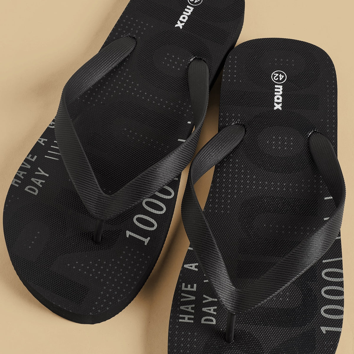 Max Slogan Print Flip Flops Black for Men - image 3