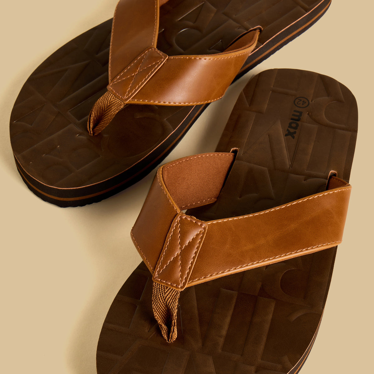 Max Embossed Flip Flops Brown for Men - image 3