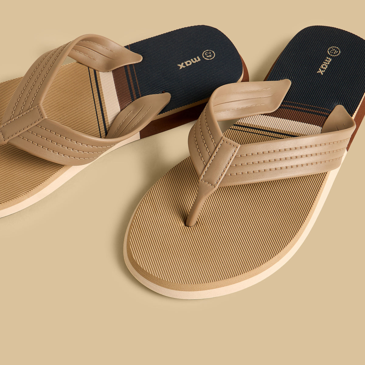 Max Textured Flip Flops Brown for Men - image 3