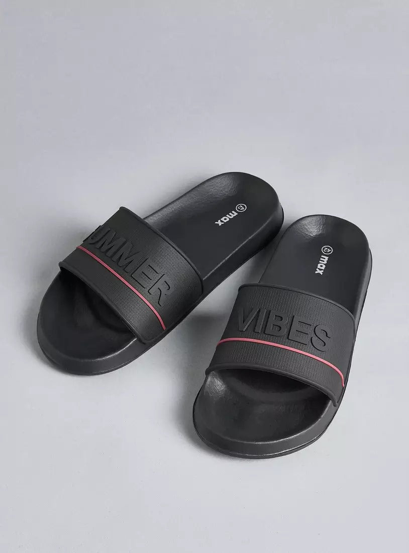 Max TypoGraphic Men Slide Black