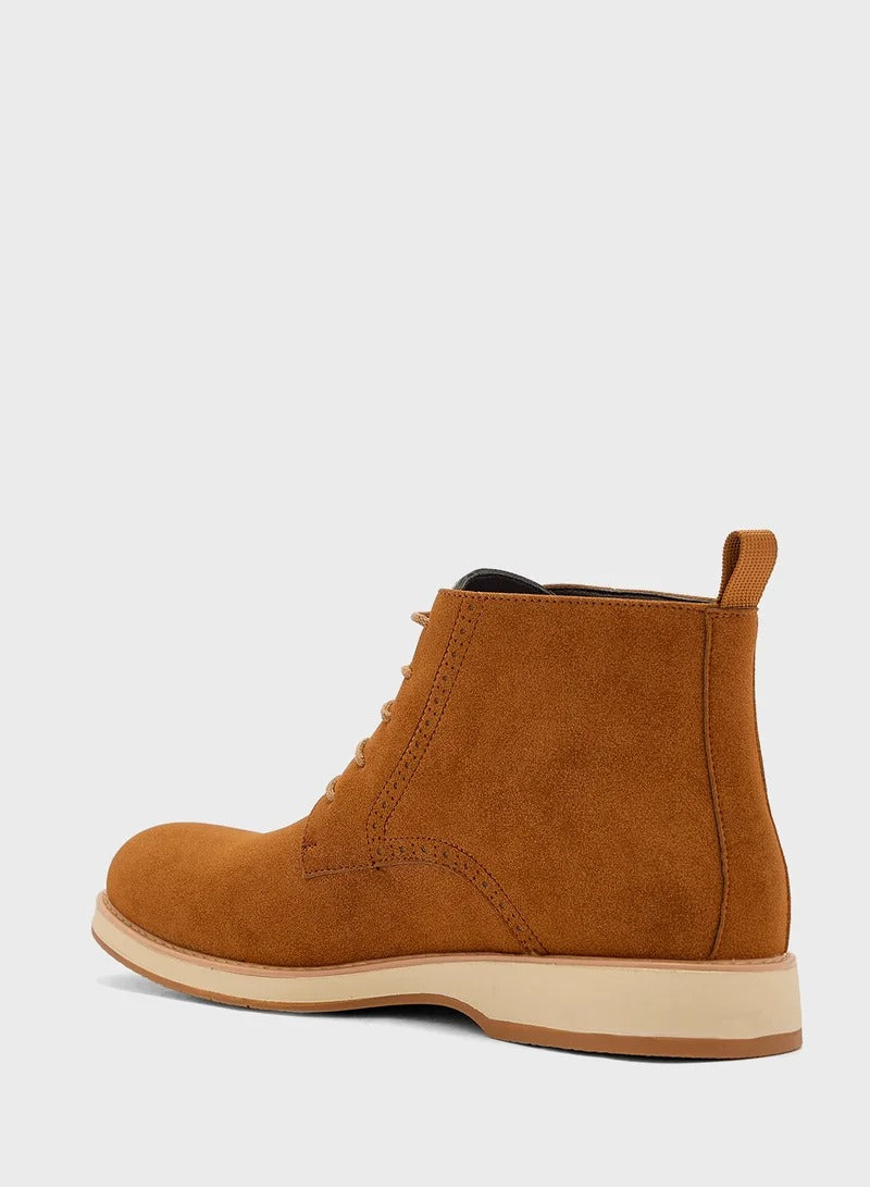 Robert Wood Smart Suede Lace Up Boots For Men