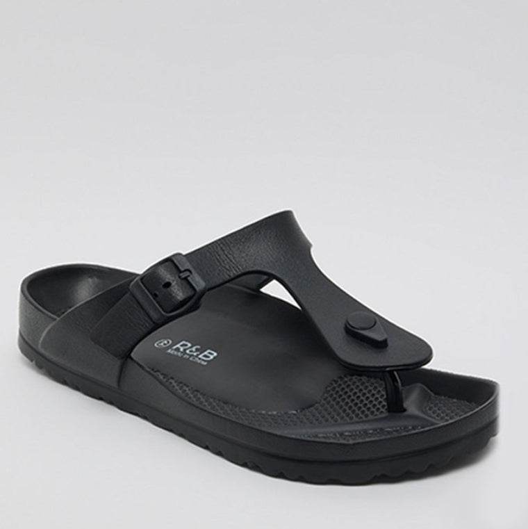 R&B Toe-Post Comfort Sandals BLACK