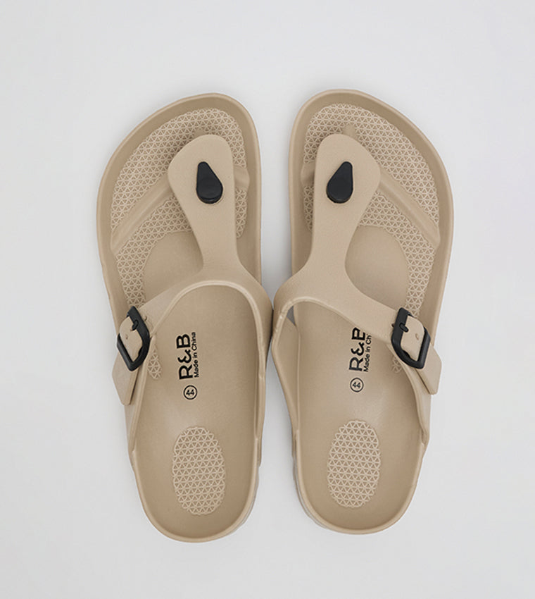 R&B Toe-Post Comfort Sandals Beige