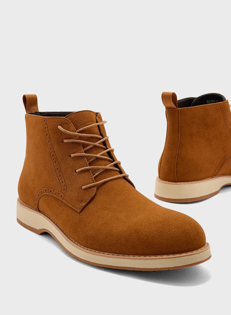 Robert Wood Smart Suede Lace Up Boots For Men