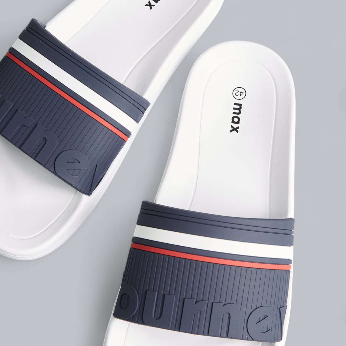 Max Contrast Piping Detail Slides White for Men - image 3