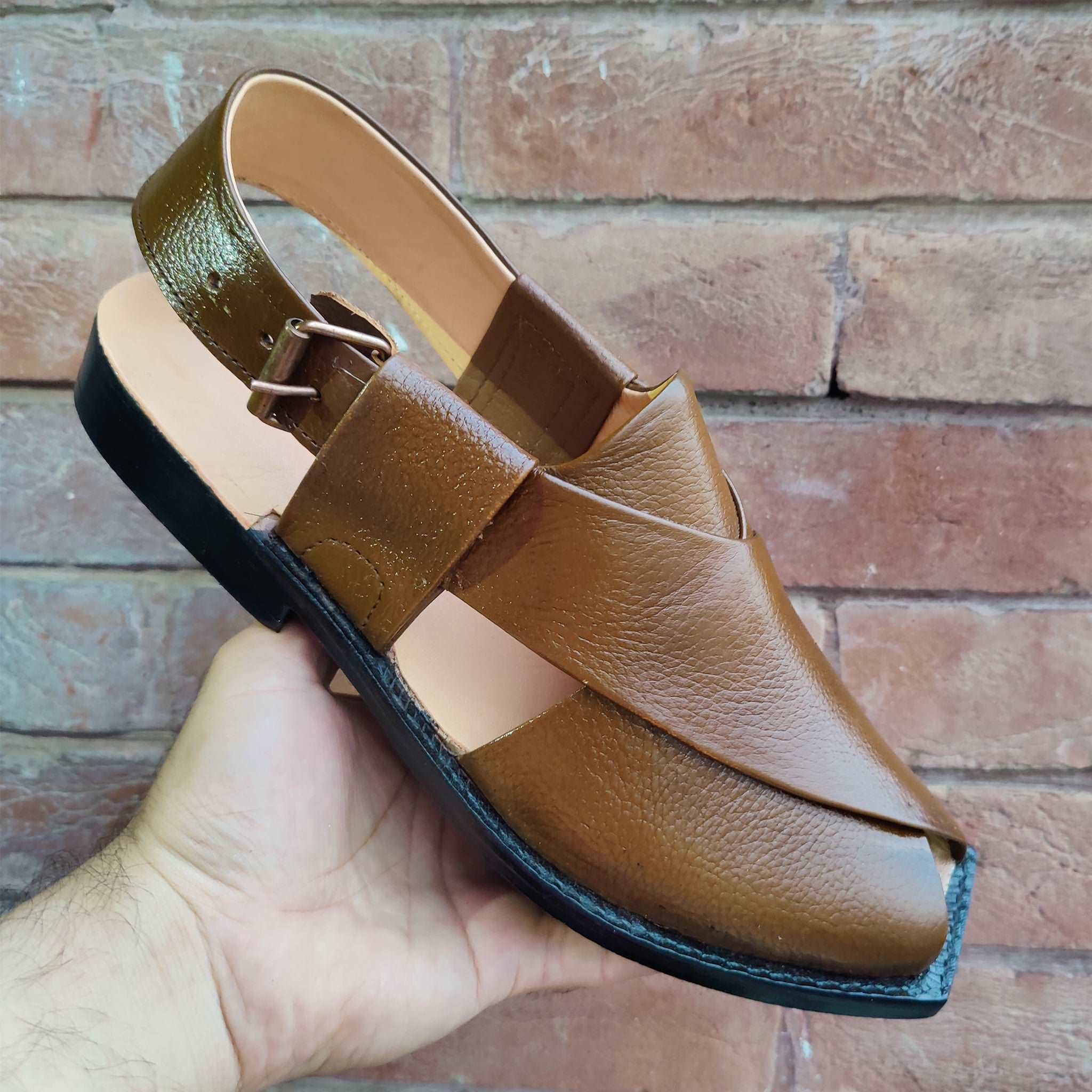 All Premium Dotted Leather Chappal - Mustard - Jango Mall