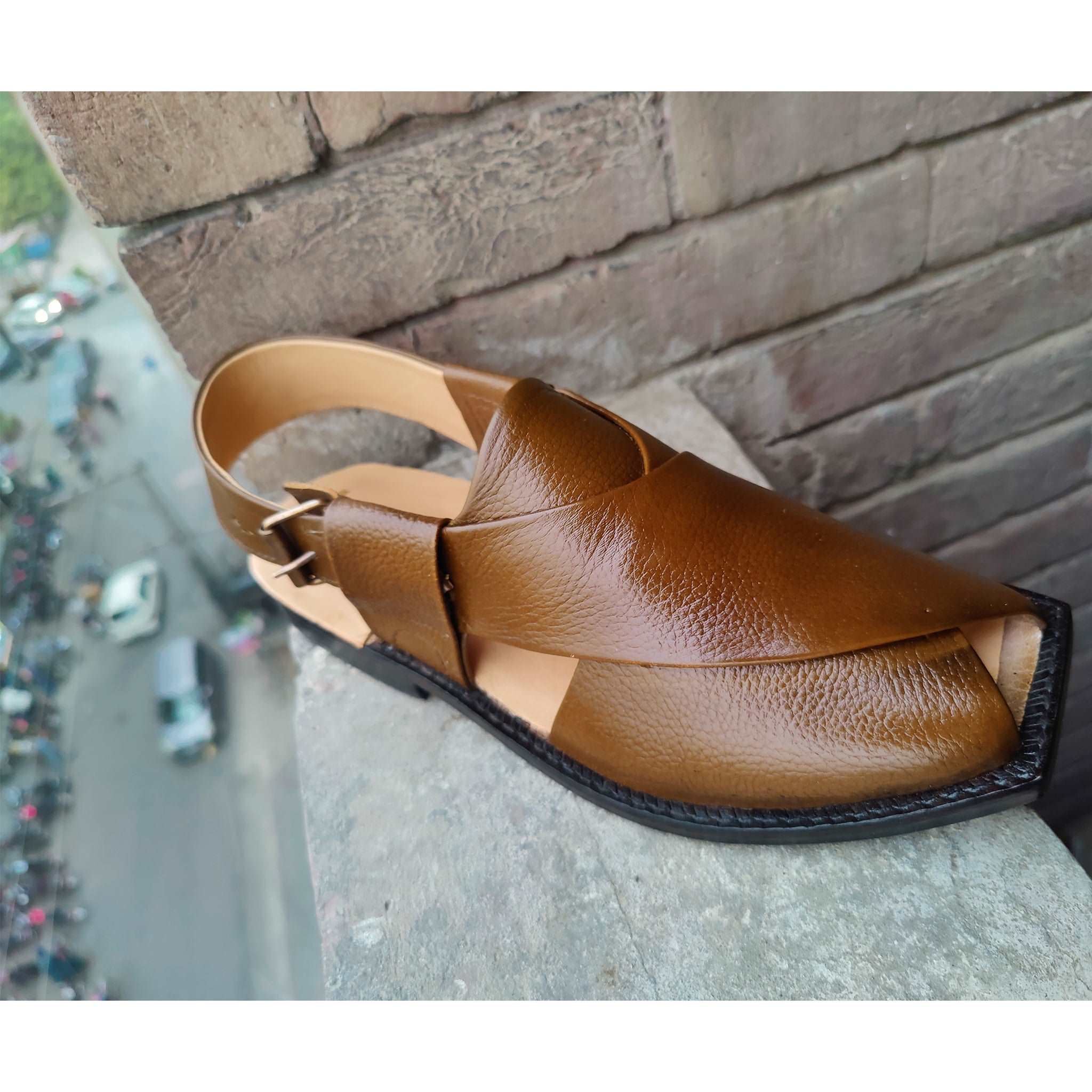 All Premium Dotted Leather Chappal - Mustard - Jango Mall