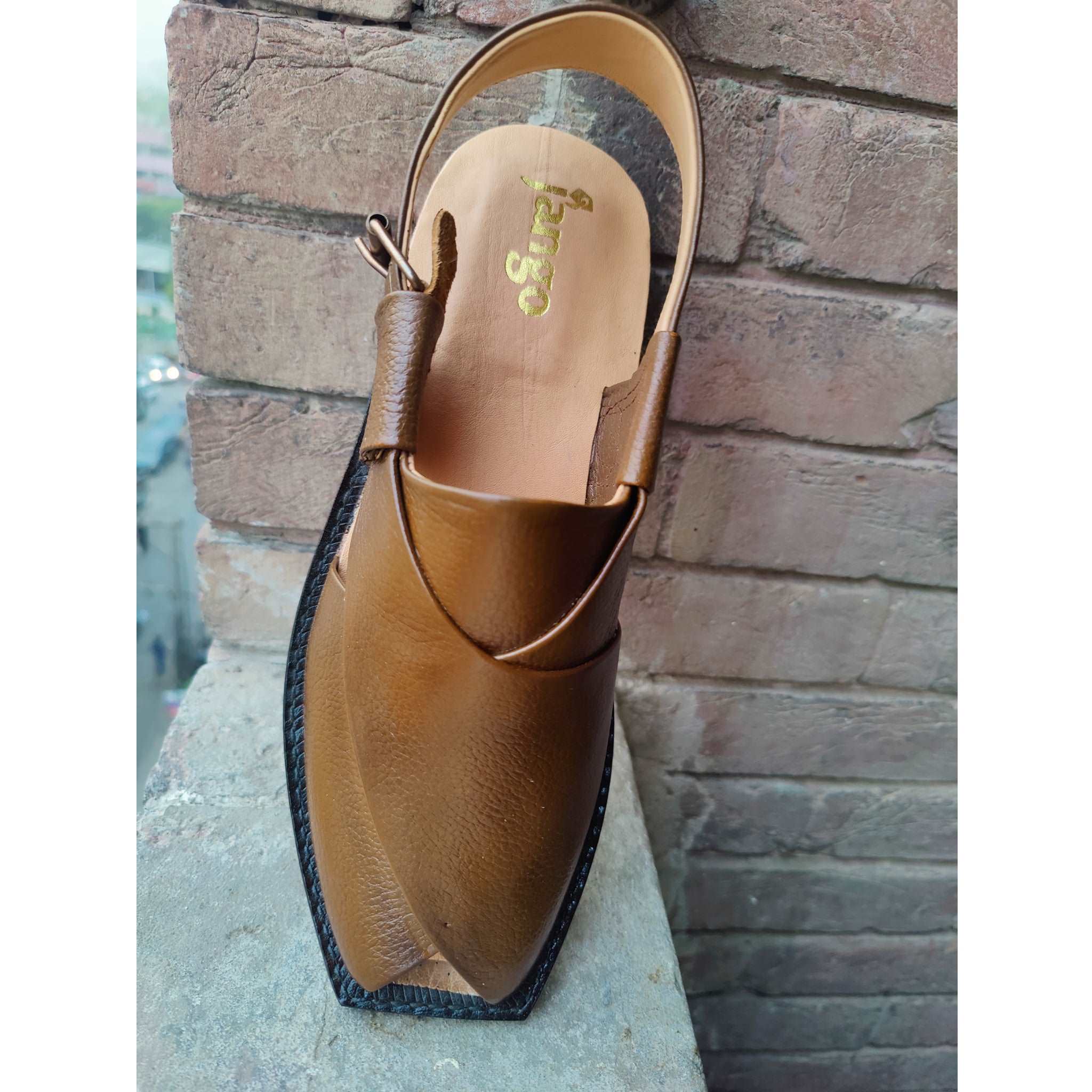 All Premium Dotted Leather Chappal - Mustard - Jango Mall