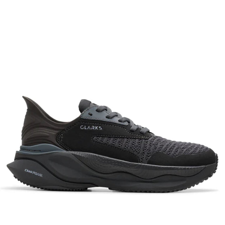 Clarks Pace. Black Womens Trainers