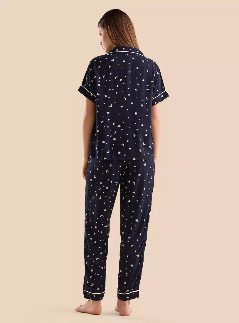 Constellation Print Viscose Pyjama Set