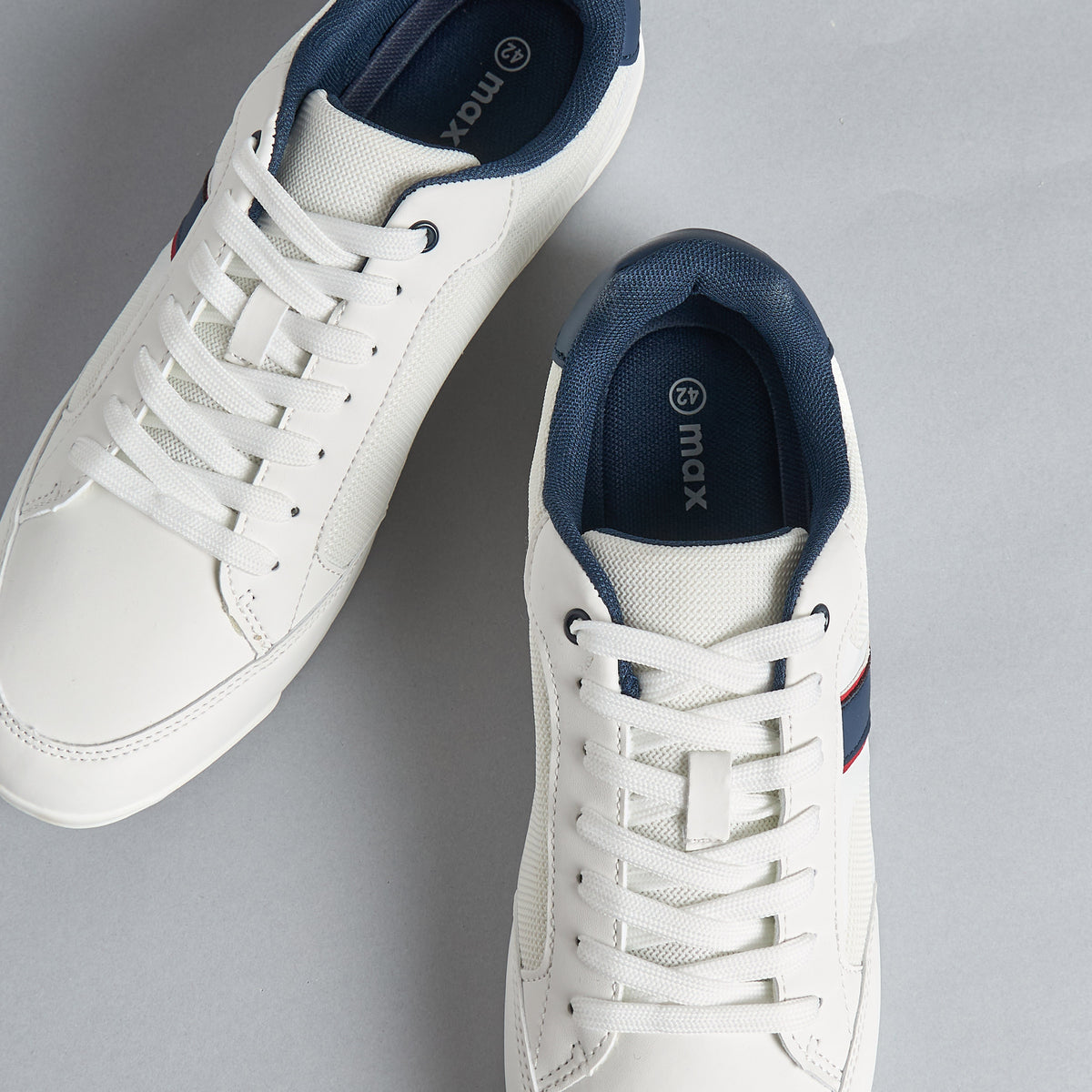 Max Textured Lace-Up Sneakers White for Men - image 3
