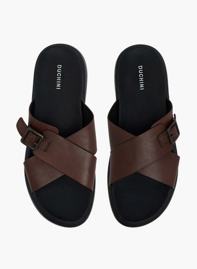 DUCHINI Cross Strap Buckle Slides Men