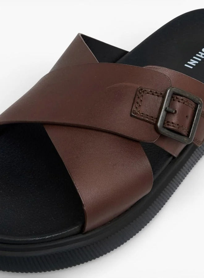 DUCHINI Cross Strap Buckle Slides Men