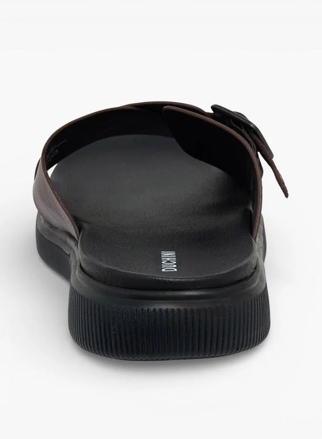 DUCHINI Cross Strap Buckle Slides Men
