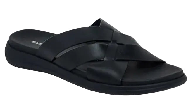 DUCHINI Cross Straps Leather Slides Men