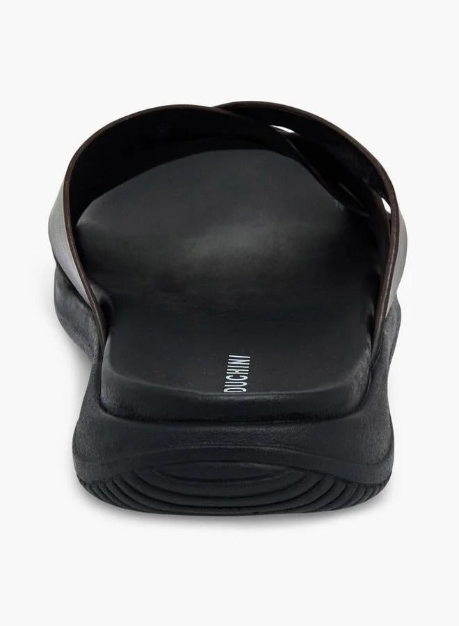 DUCHINI Cross Straps Leather Slides Men