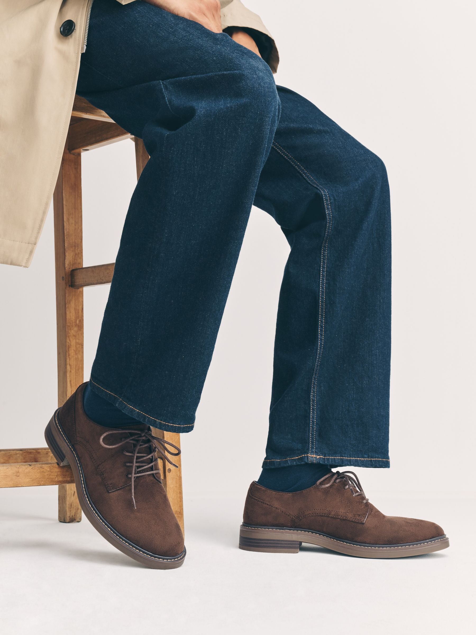 Next Suedette Derby Shoes Men's Classic Brown