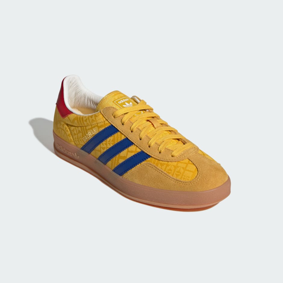 Adidas Gazelle Indoor Shoes - Bold Gold / Power Blue / Team Collegiate Red