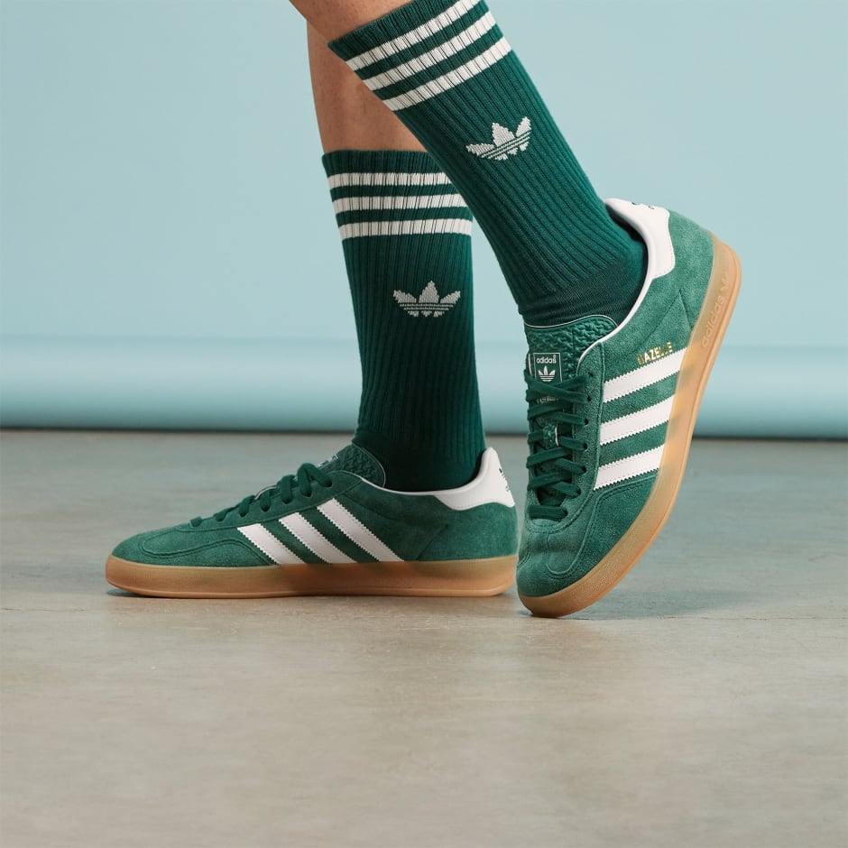 Adidas Gazelle Indoor Shoes - Collegiate Green / Cloud White / Gum
