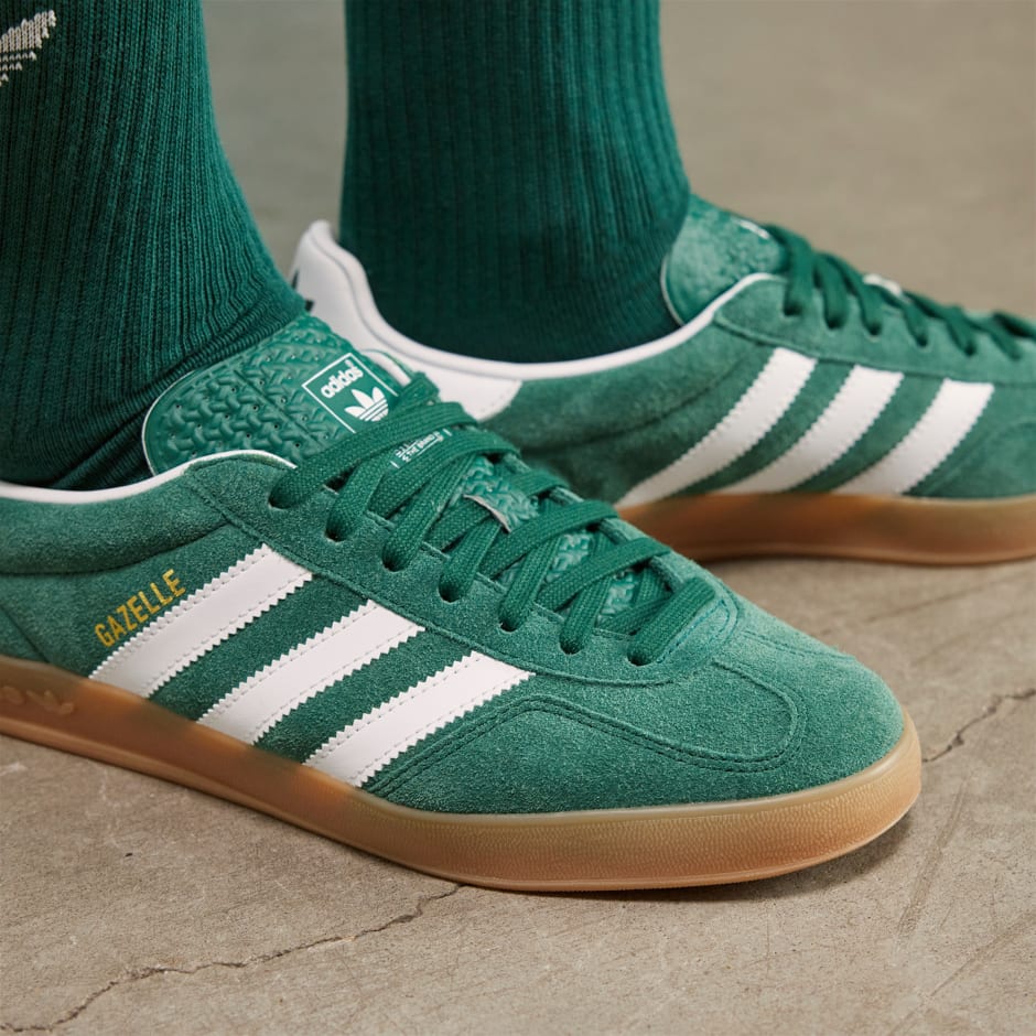Adidas Gazelle Indoor Shoes - Collegiate Green / Cloud White / Gum