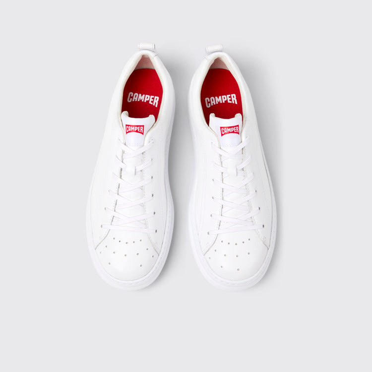 Overhead view of Runner White Leather Sneakers for Men.