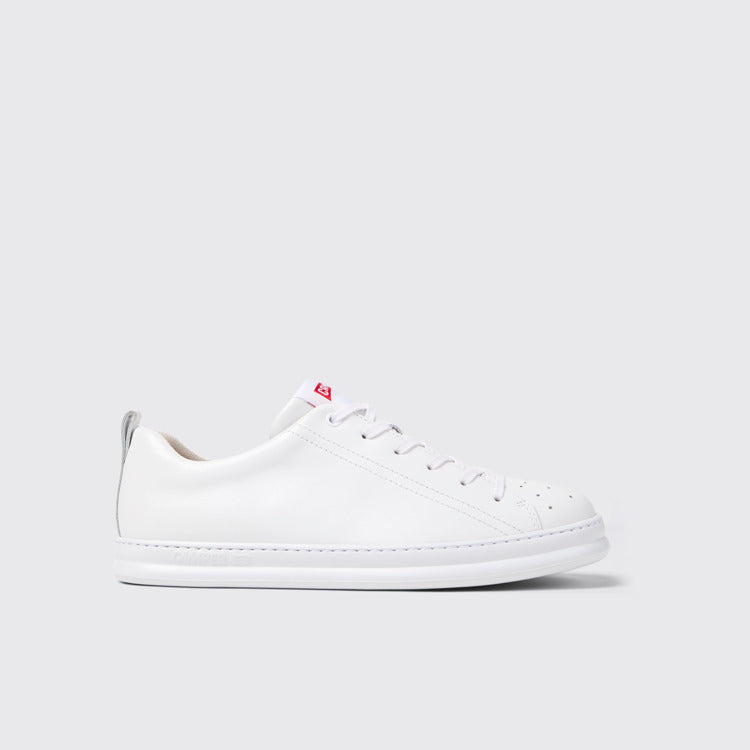 Side view of Runner White Leather Sneakers for Men.