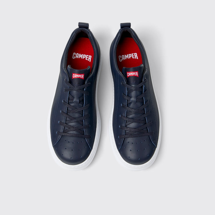 Overhead view of Runner Blue Leather Sneakers for Men.