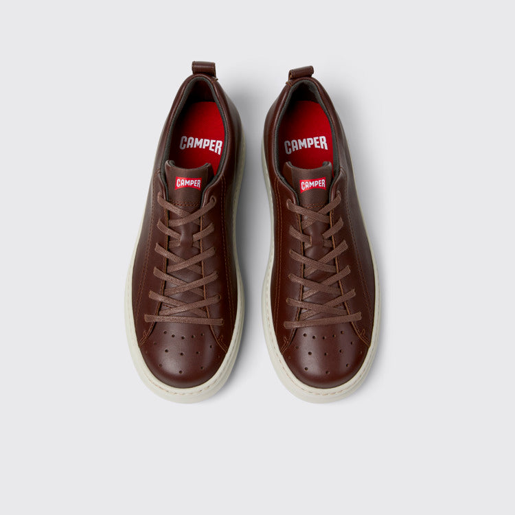 Overhead view of Runner Brown Leather Sneakers for Men.