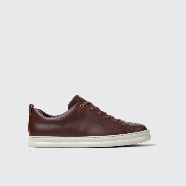 Side view of Runner Brown Leather Sneakers for Men.