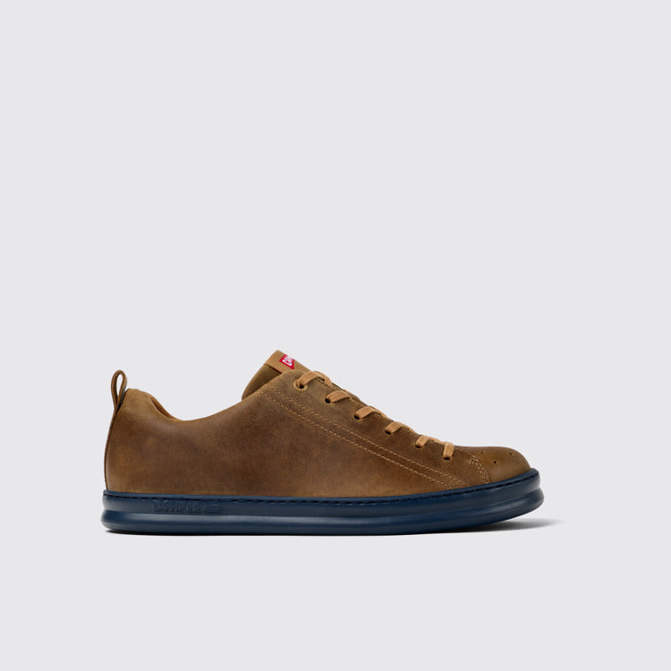 Side view of Runner Brown nubuck sneakers for men
