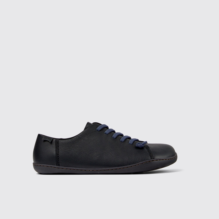 Side view of Peu Black Leather Shoes for Men.