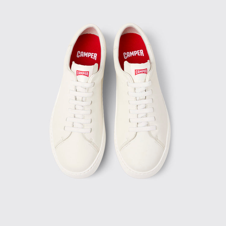 Overhead view of Peu Touring White Leather Sneakers for Men.