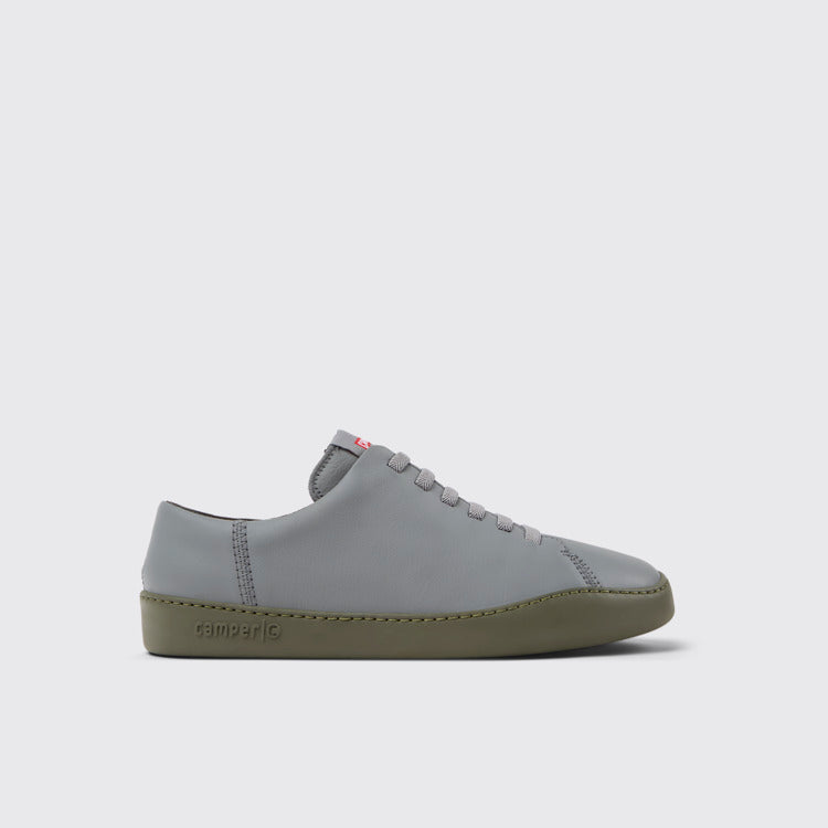 Side view of Peu Touring Gray Leather Sneakers for Men.