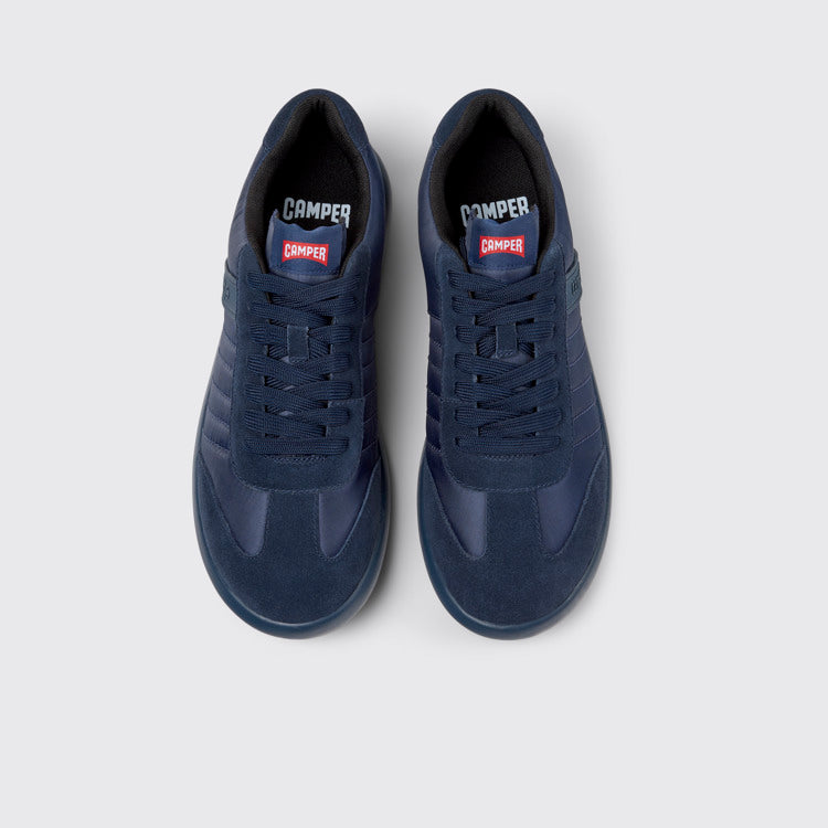Overhead view of Pelotas XLF Blue Textile and Nubuck Sneakers for Men.