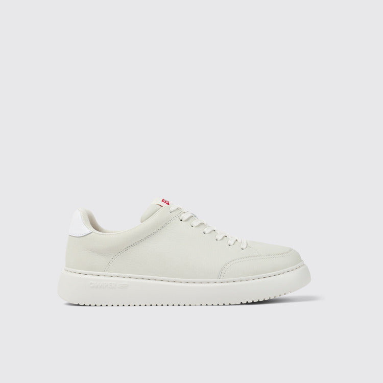 Side view of Runner K21 White Leather Sneakers for Men.