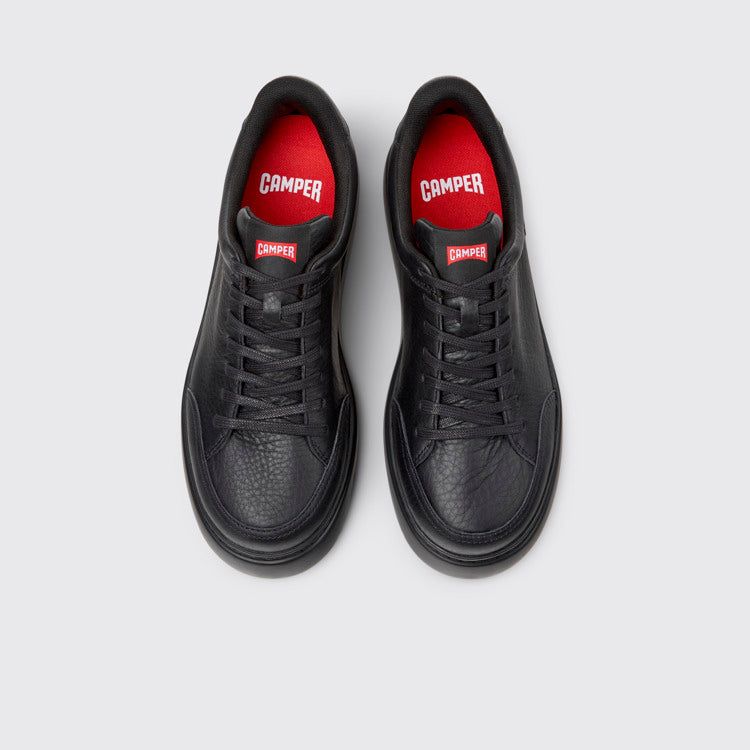 Overhead view of Runner K21 Black Leather Sneakers for Men.