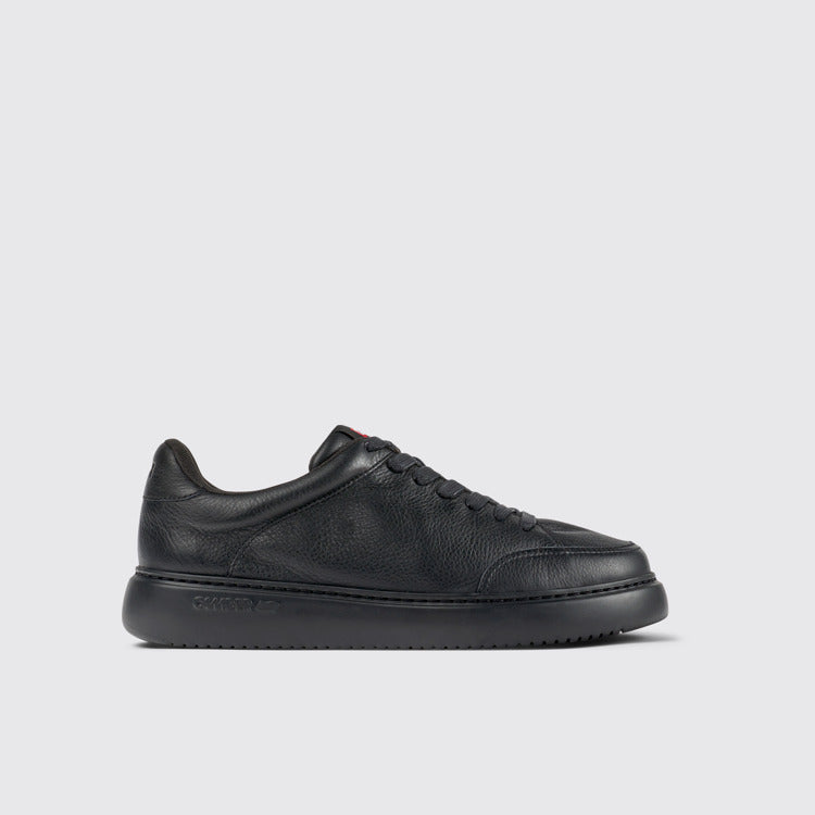 Side view of Runner K21 Black Leather Sneakers for Men.