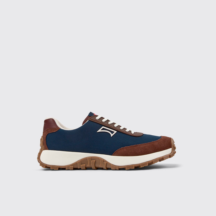 Side view of Drift Trail Blue Textile and Nubuck Sneakers for Men.