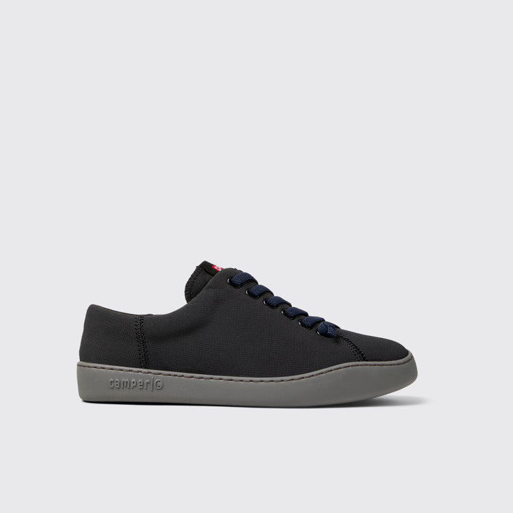 Side view of Peu Touring Black Textile Sneakers for Men.