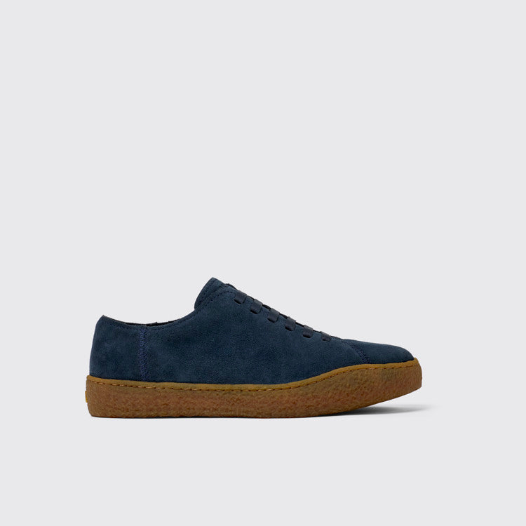 Side view of Peu Terreno Blue Nubuck Shoes for Men.