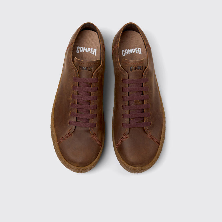 Overhead view of Peu Terreno Brown Nubuck Shoes for Men.