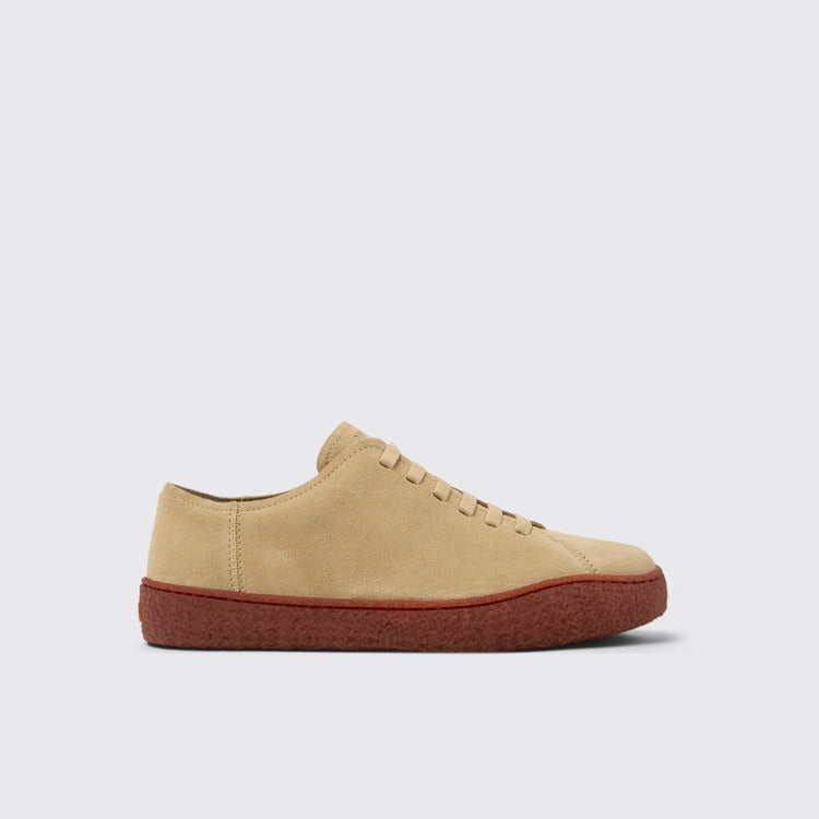 Side view of Peu Terreno Beige Nubuck Shoes for Men.